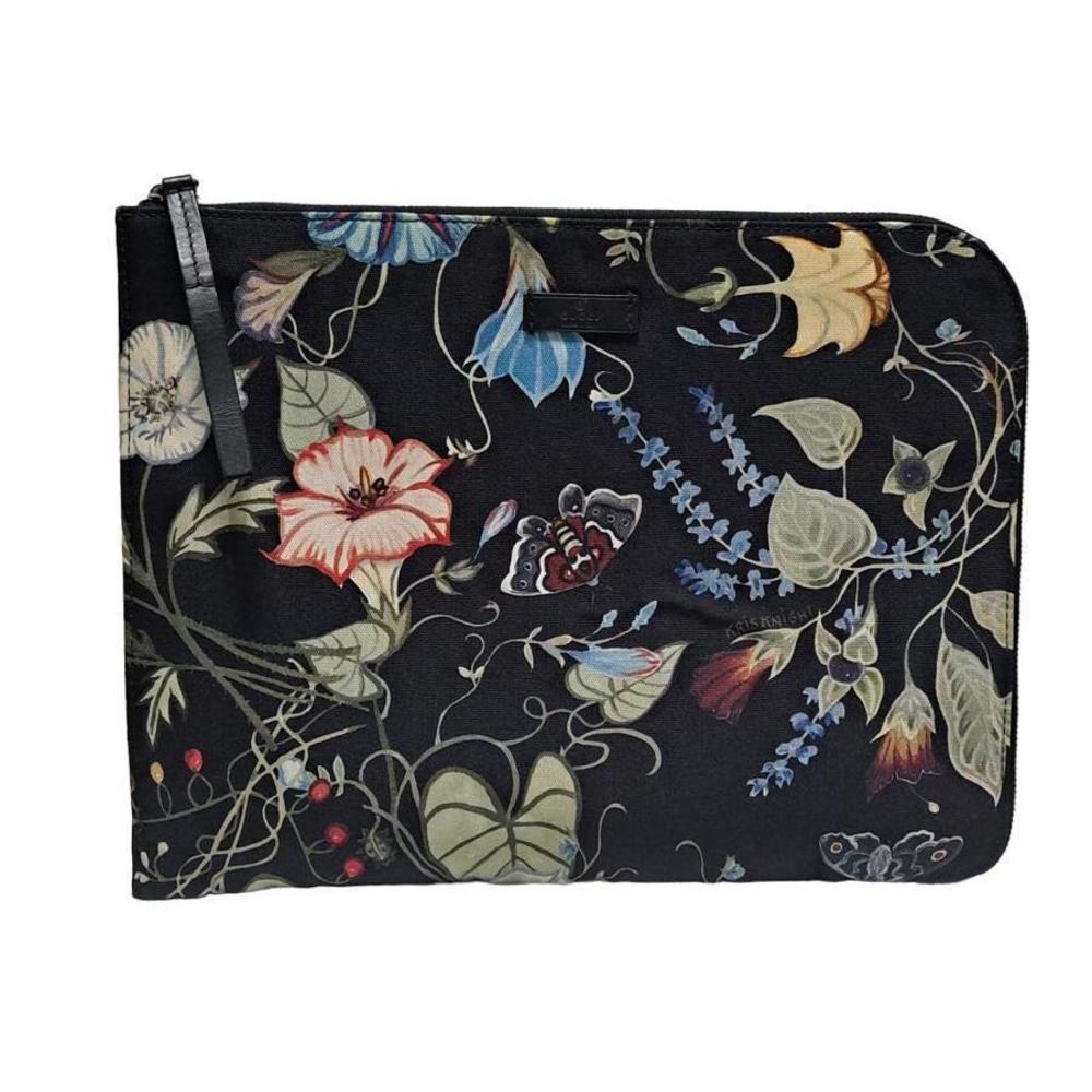 Gucci Case Clutch Second Pattern Pouch Black Flor… - image 1